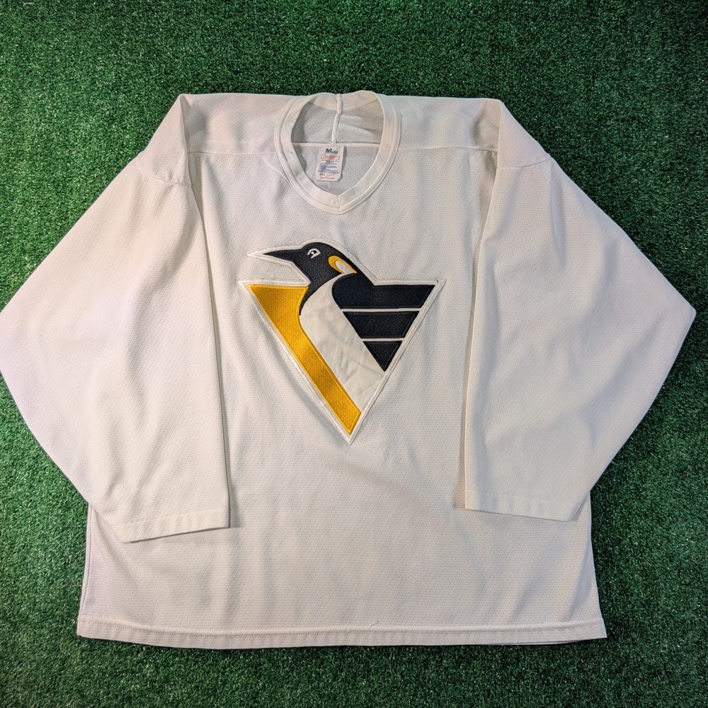 Vintage Pittsburgh Penguins Maska Air-Knit Hockey Jersey Mens Large White USA